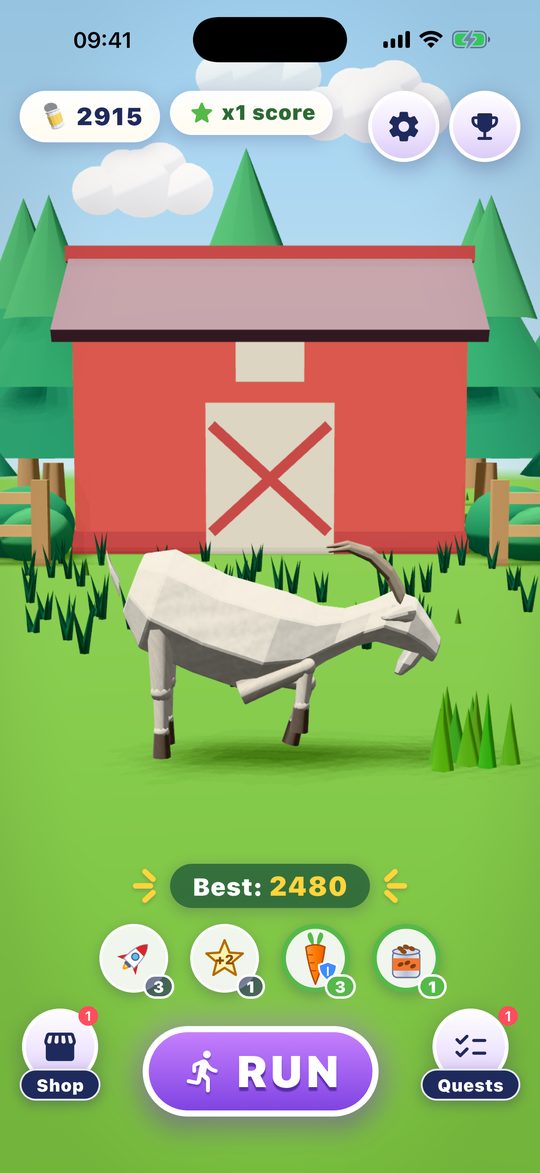 The goat grazing on the farm
